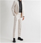 SAINT LAURENT - Slim-Fit Wool and Silk-Blend Jacquard Suit Trousers - White