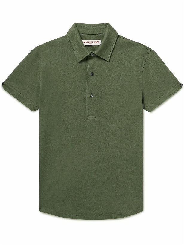 Photo: Orlebar Brown - 007 Sebastian Cotton and Silk-Blend Polo Shirt - Green