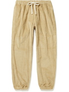 Camp High - Zen Tapered Appliquéd Cotton-Corduroy Drawstring Trousers - Neutrals