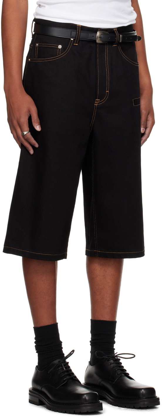 Still Kelly Black Raw Denim 6 Pocket Shorts