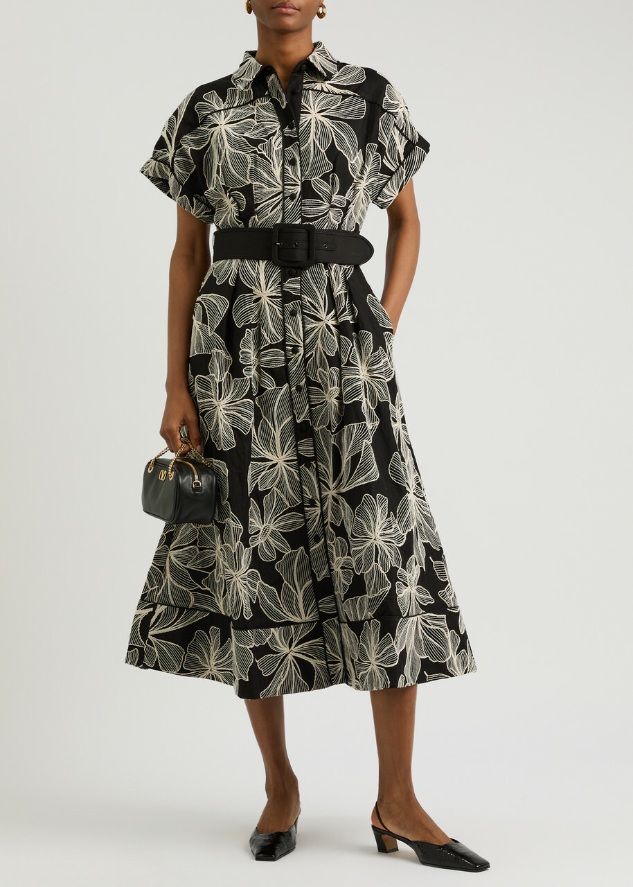 ◆関税込◆【REBECCA VALLANCE】Floral cotton lace shirt dress Floral cotton lace shirt dress in blue - Rebecca Vallance