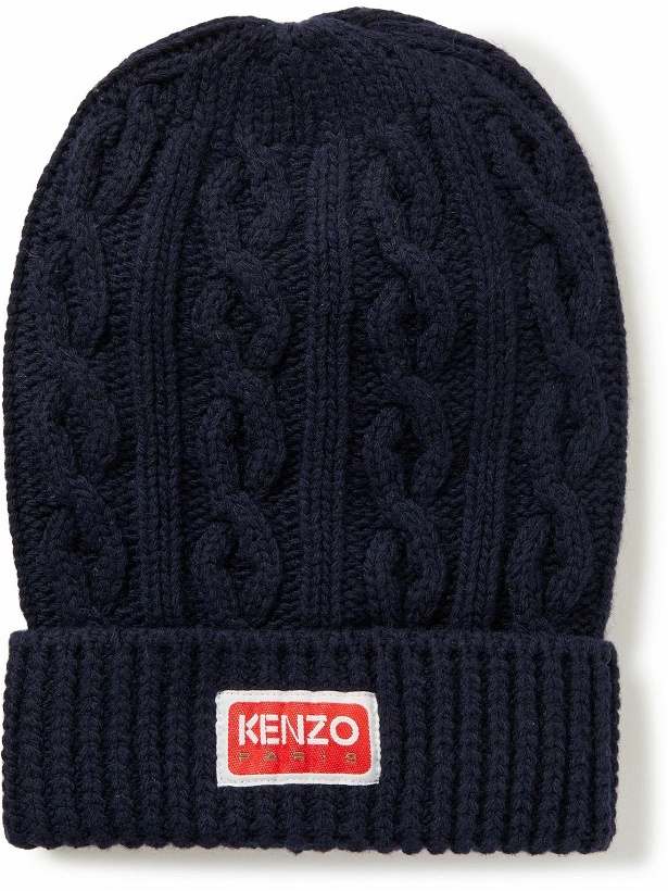 Photo: KENZO - Cable-Knit Logo-Appliquéd Wool Beanie