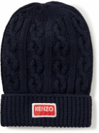 KENZO - Cable-Knit Logo-Appliquéd Wool Beanie