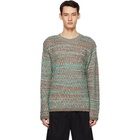 Andersson Bell Green and Brown Multi Melange Crewneck Sweater