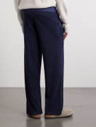 PIACENZA 1733 - Straight-Leg Silk and Linen-Blend Drawstring Sweatpants - Blue