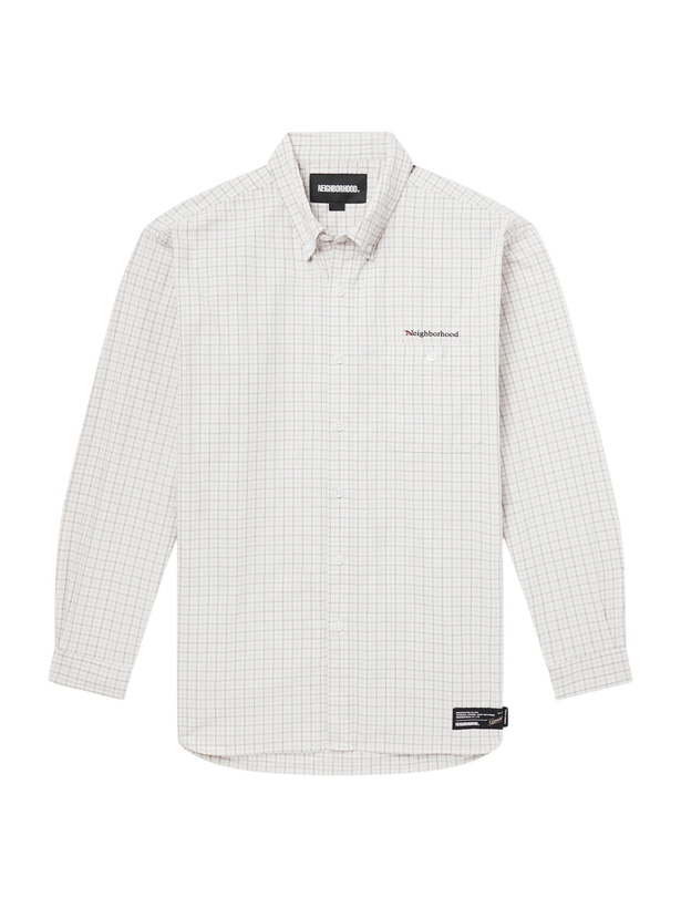 Photo: Neighborhood - Logo-Embroidered Checked Cotton-Poplin Shirt - White