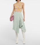 Dries Van Noten - Distressed denim midi skirt