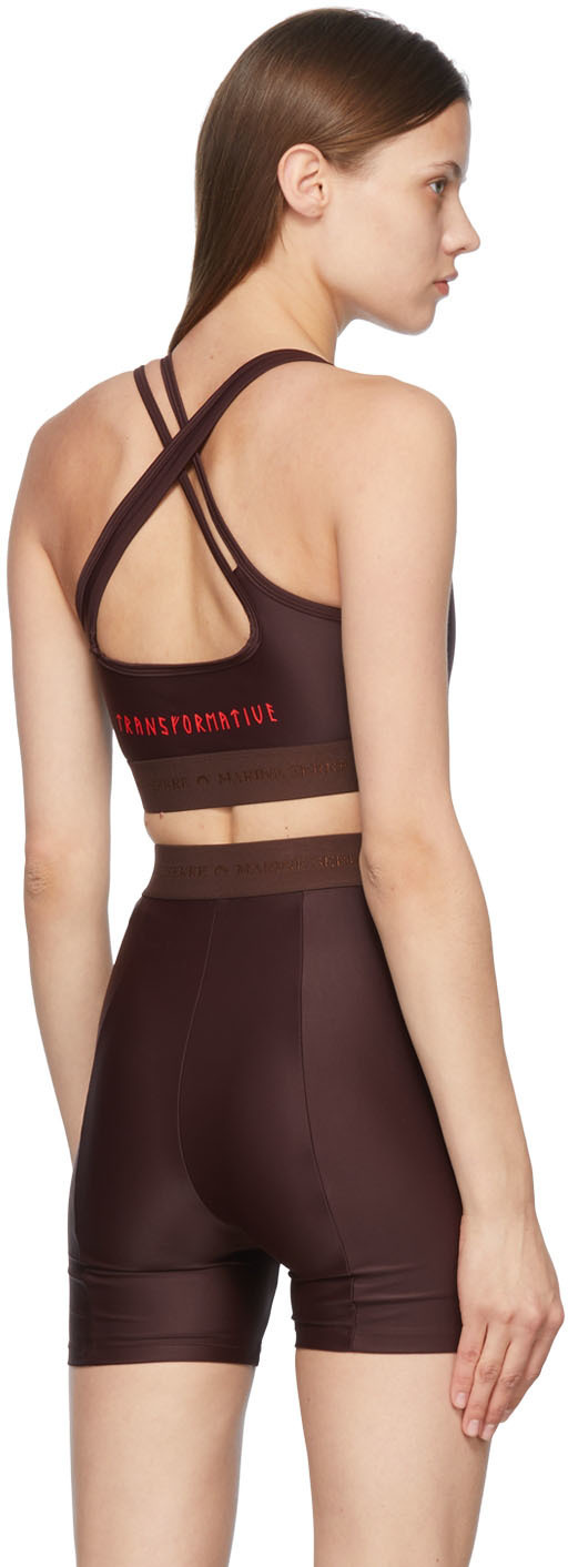 Marine Serre - SSENSE Exclusive Brown Nylon Sports Bra