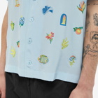 Casablanca Men's Embroidered Logo Short Sleeve Shirt in Light Blue