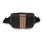 Burberry Black Icon Stripe Print Bum Bag