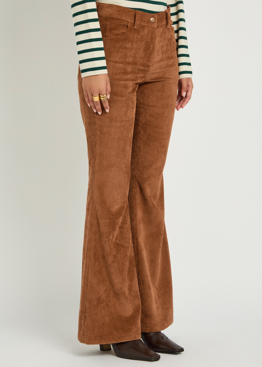 Moncler Flared-leg Corduroy Trousers Brown