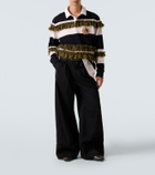 Simone Rocha Ruffled striped cotton polo shirt