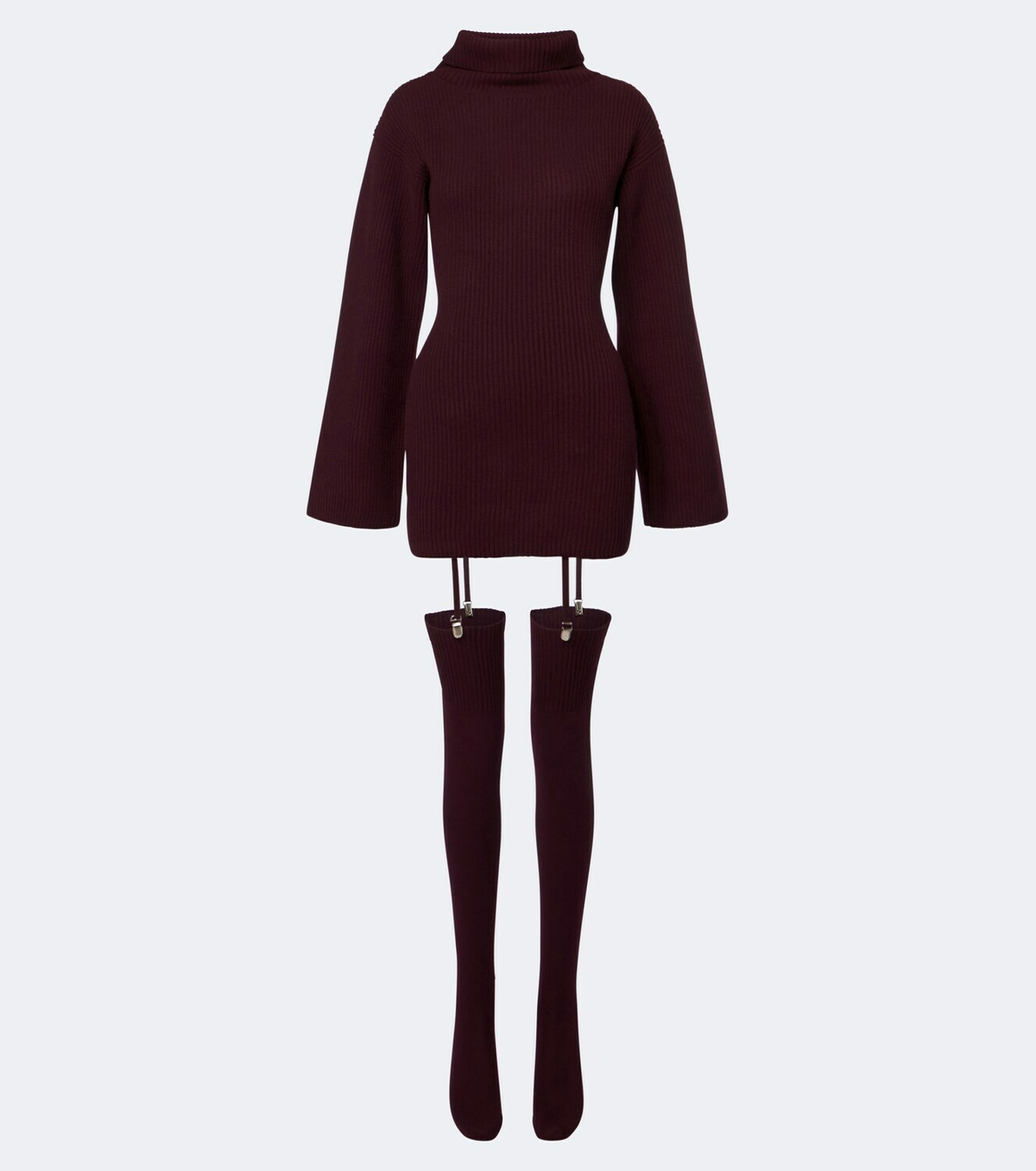Aya Muse Cursa ribbed-knit wool minidress and tights set