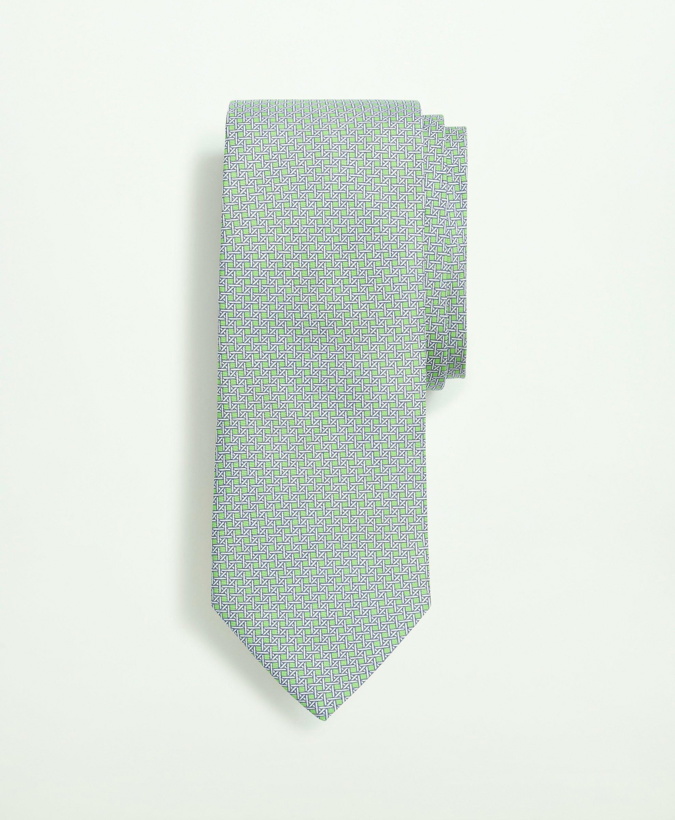 Photo: Brooks Brothers Men's Silk Twill Cane Pattern Tie | Green