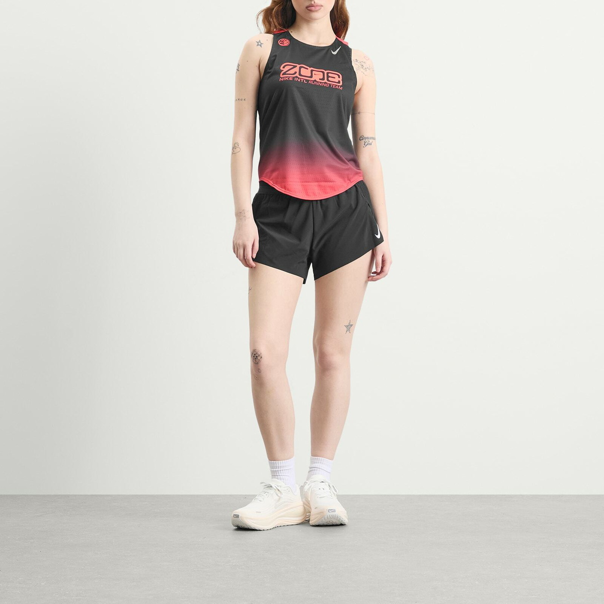 Nike Women's Arswft Tank Top in Black/Bright Crimson/Metallic Silver
