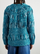 LOEWE - Paula's Ibiza Open-Knit Textured Cotton-Blend Sweater - Blue
