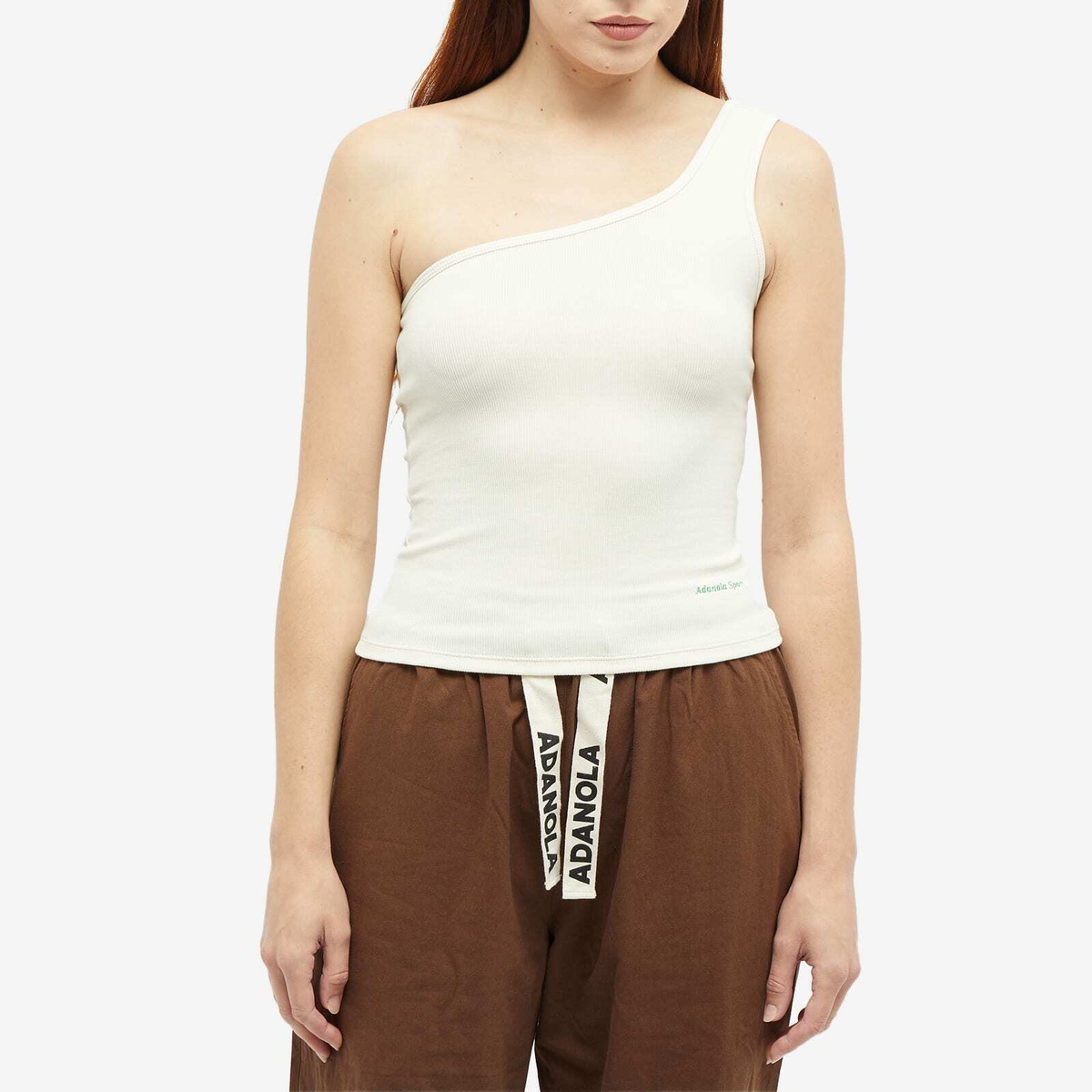 Adanola Women's Rib One Shoulder Top in Cream Adanola