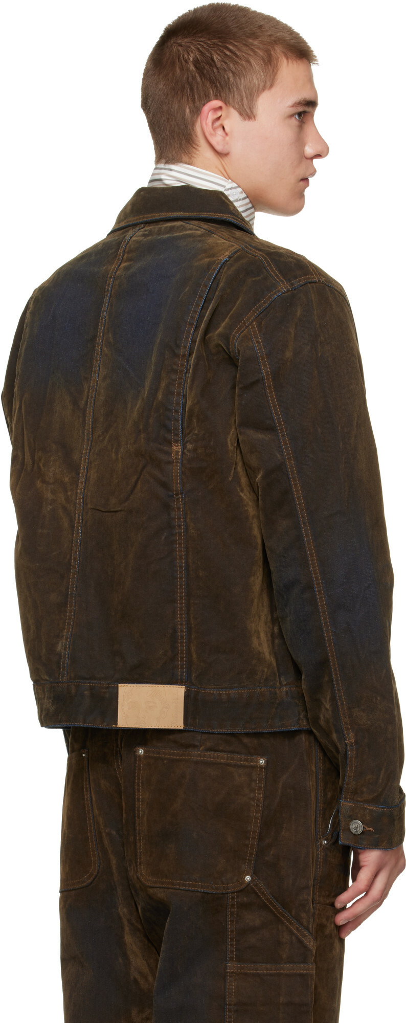 KidSuper Brown Flocked Work Denim Jacket
