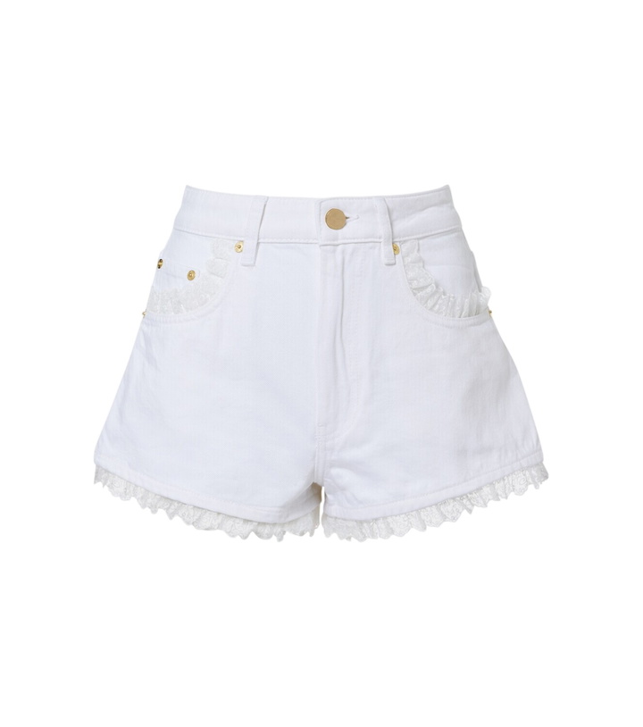 Photo: Ganni Lace-trimmed denim shorts