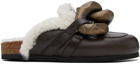 JW Anderson Brown Chain Shearling Mules