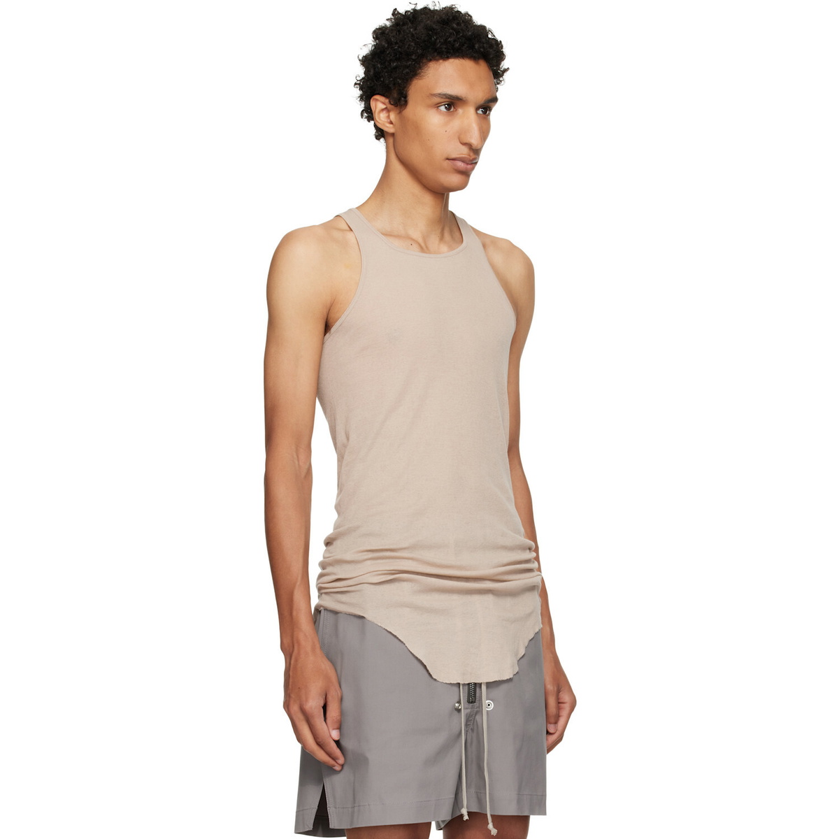 Rick Owens Taupe Tower Basic Rib Tank Top