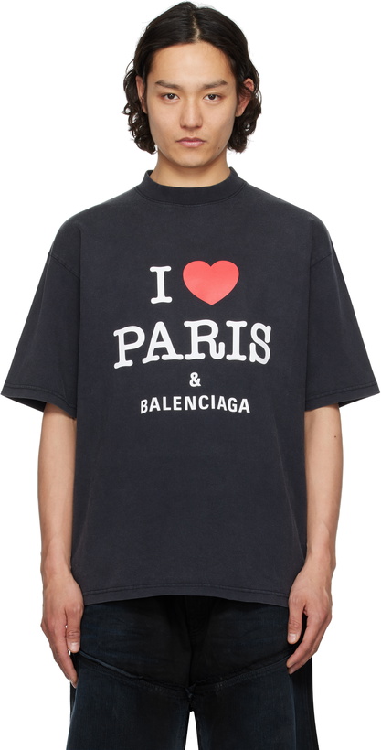 Photo: Balenciaga Black 'I Love Paris & Balenciaga' Medium Fit T-shirt