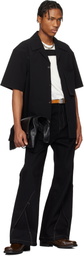 NULLUS Black Dry Button Strap Short Sleeve Shirt