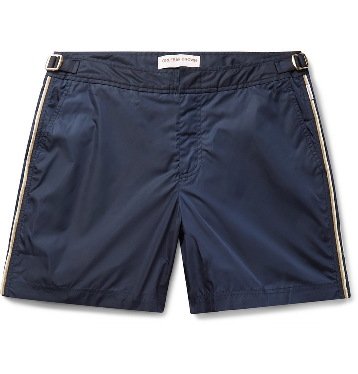 Photo: Orlebar Brown - Bulldog Mid-Length Piped Swim Shorts - Blue