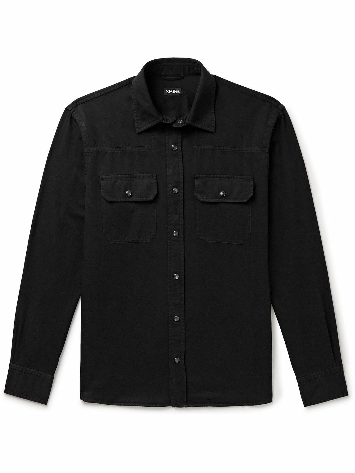 Zegna - Cotton-Twill Western Shirt - Black Zegna