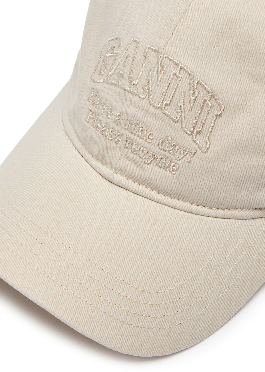 Ganni Logo-embroidered Cotton cap - Off White - One Size GANNI