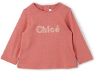 Chloé Baby Pink & Gold Logo Long Sleeve T-Shirt