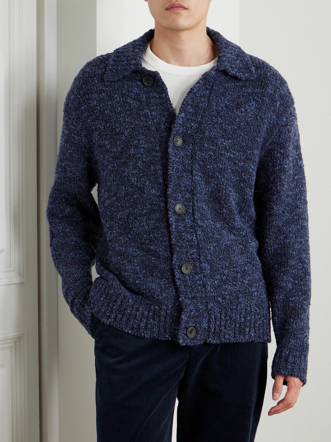 Mr P. - Wool-Blend Bouclé Cardigan - Blue