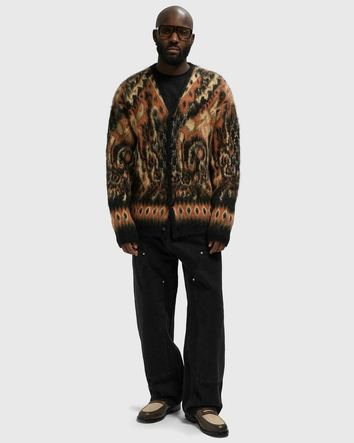 Needles Mohair Cardigan - Paisley black/orange Mens Zippers