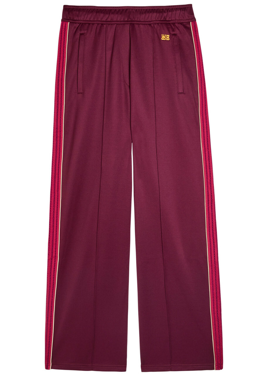 Wales Bonner Mantra Panelled Satin-jersey Track Pants Burgundy