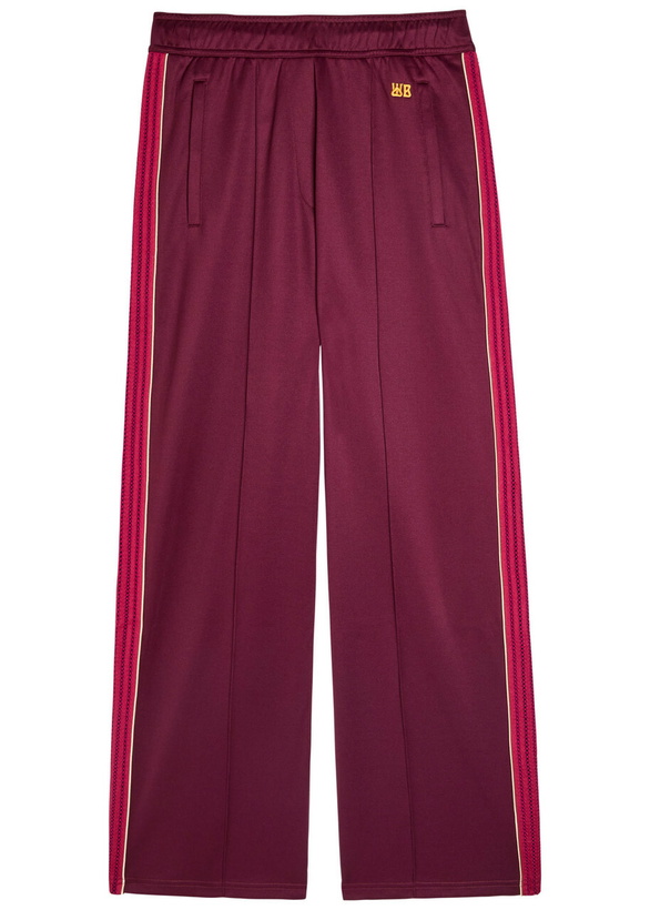 Photo: Wales Bonner Mantra Panelled Satin-jersey Track Pants Burgundy