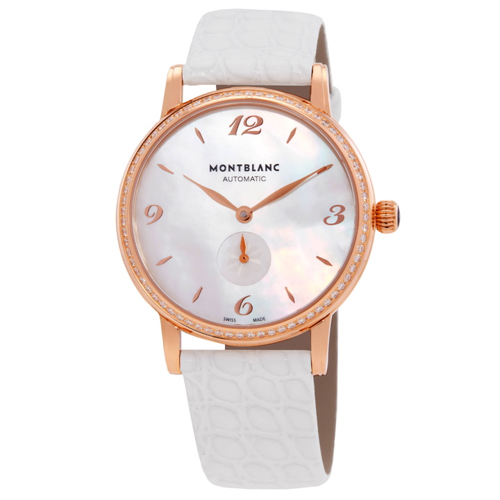 Photo: MontBlanc Star Classique Automatic White Mother of Pearl Dial Ladies Watch 107958