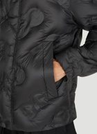 Quilted Logo Hooded Jacket in Black
