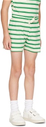 Mini Rodini Kids Green & White Panther Patch Shorts
