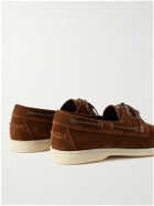 Loro Piana - Sea-Sail Walk Leather-Trimmed Suede Boat Shoes - Brown