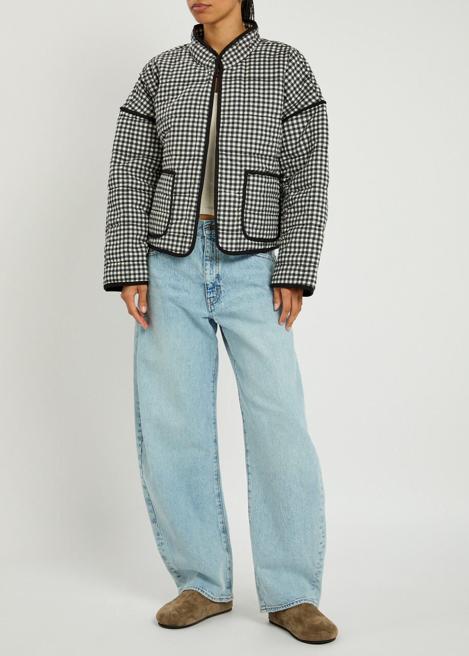 Free People Chloe Gingham Cotton Jacket Black And White