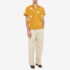 Bode Men's Daisy Rickrack Embroidered Vacation Shirt in Marigold