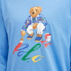 Polo Ralph Lauren Men's Long Sleeve Painting Bear T-Shirt in Summer Blue