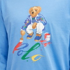 Polo Ralph Lauren Men's Long Sleeve Painting Bear T-Shirt in Summer Blue