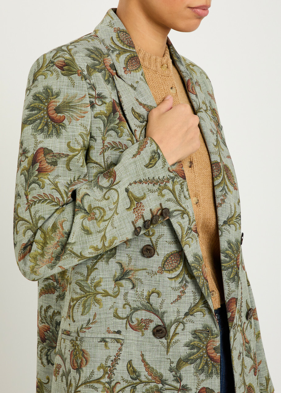 Etro Patterned Double-breasted Woven Blazer Multicoloured 1