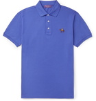 Ralph Lauren Purple Label - Slim-Fit Embroidered Mercerised Cotton-Piqué Polo Shirt - Blue