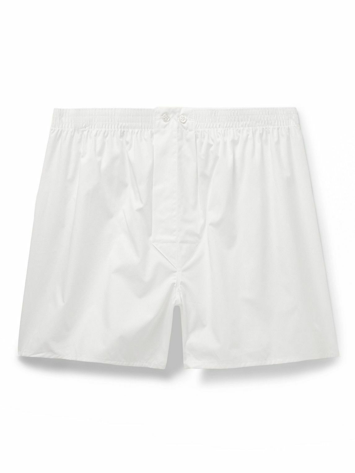 Photo: Derek Rose - Savoy Cotton Boxer Shorts - White