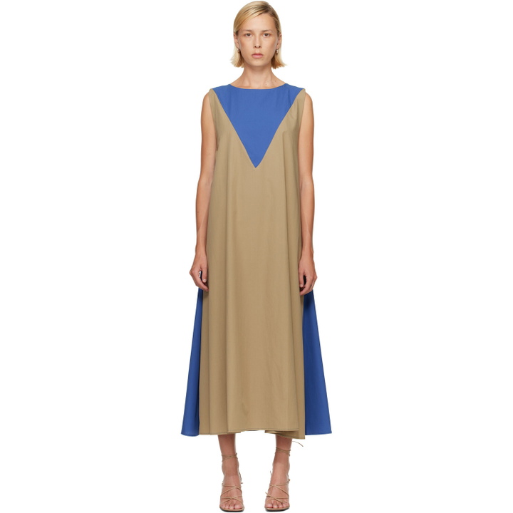 Photo: Baserange Khaki & Blue Tres Maxi Dress