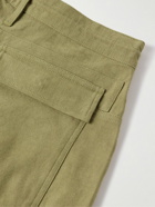 Story Mfg. - Forager Wide-Leg Organic Cotton-Canvas Drawstring Cargo Trousers - Green