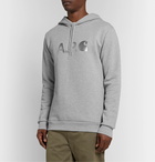 A.P.C. - Carhartt WIP Logo-Print Loopback Cotton-Blend Jersey Hoodie - Gray