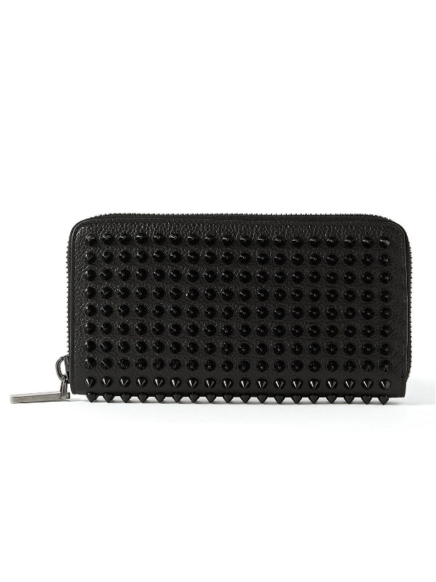 Photo: Christian Louboutin - Spiked Full-Grain Leather Zip-Around Wallet